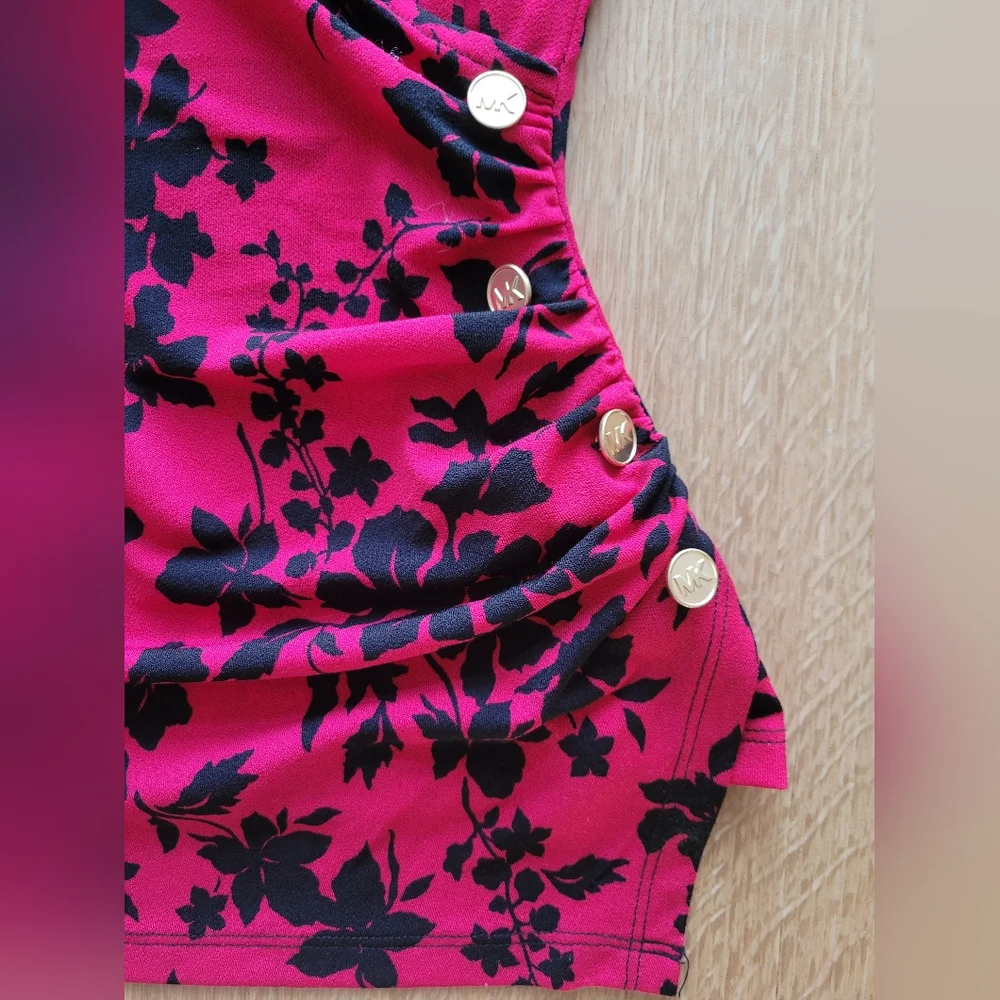 MICHAEL Michael Kors Floral Wrap Blouse – Fuchsia & Black – XS/S - Picture 5 of 5